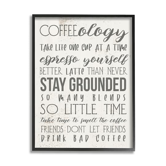 Stupell Industries Coffee-Ology Motivational Life Puns Kitchen Humor Framed Wall Art